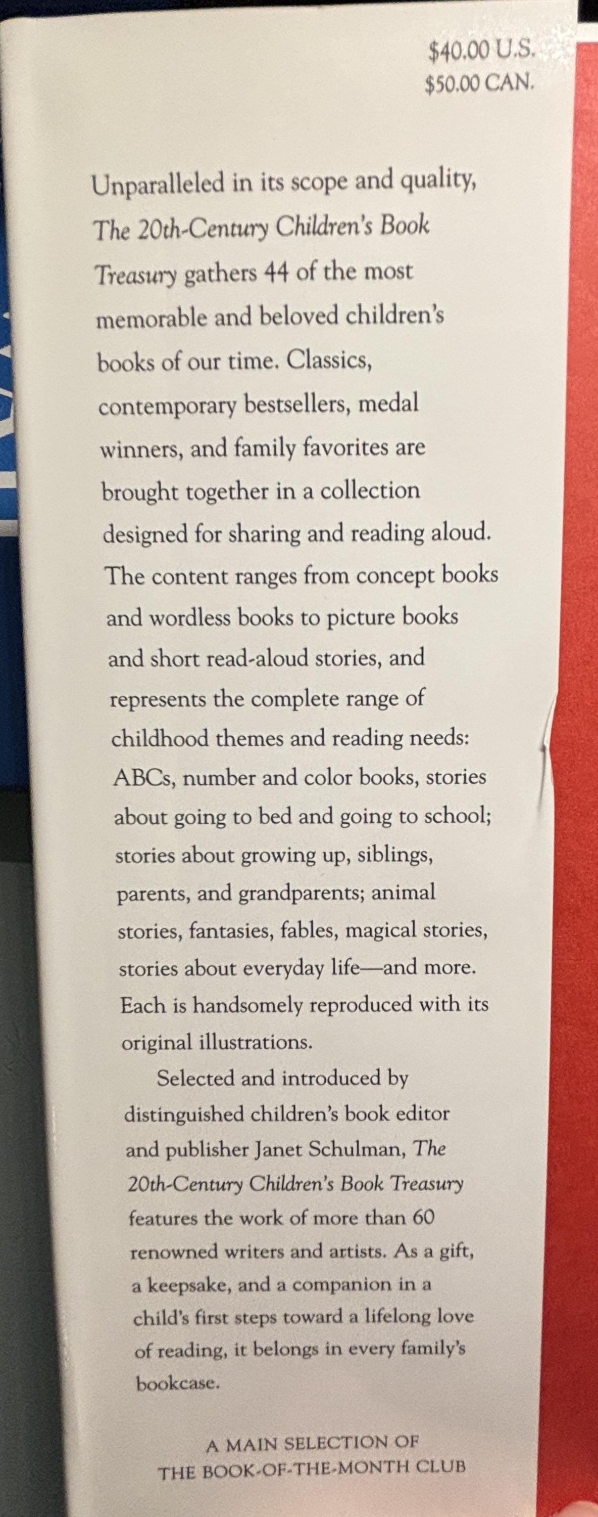 The 20th Century Children's Book Treasury:  Janet Schulman  **  First Editon  **