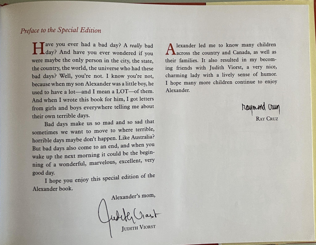 Alexander and the Terrible, Horrible, No Good, Very Bad Day:  Judith Viorst **  Signed Special Edition  **