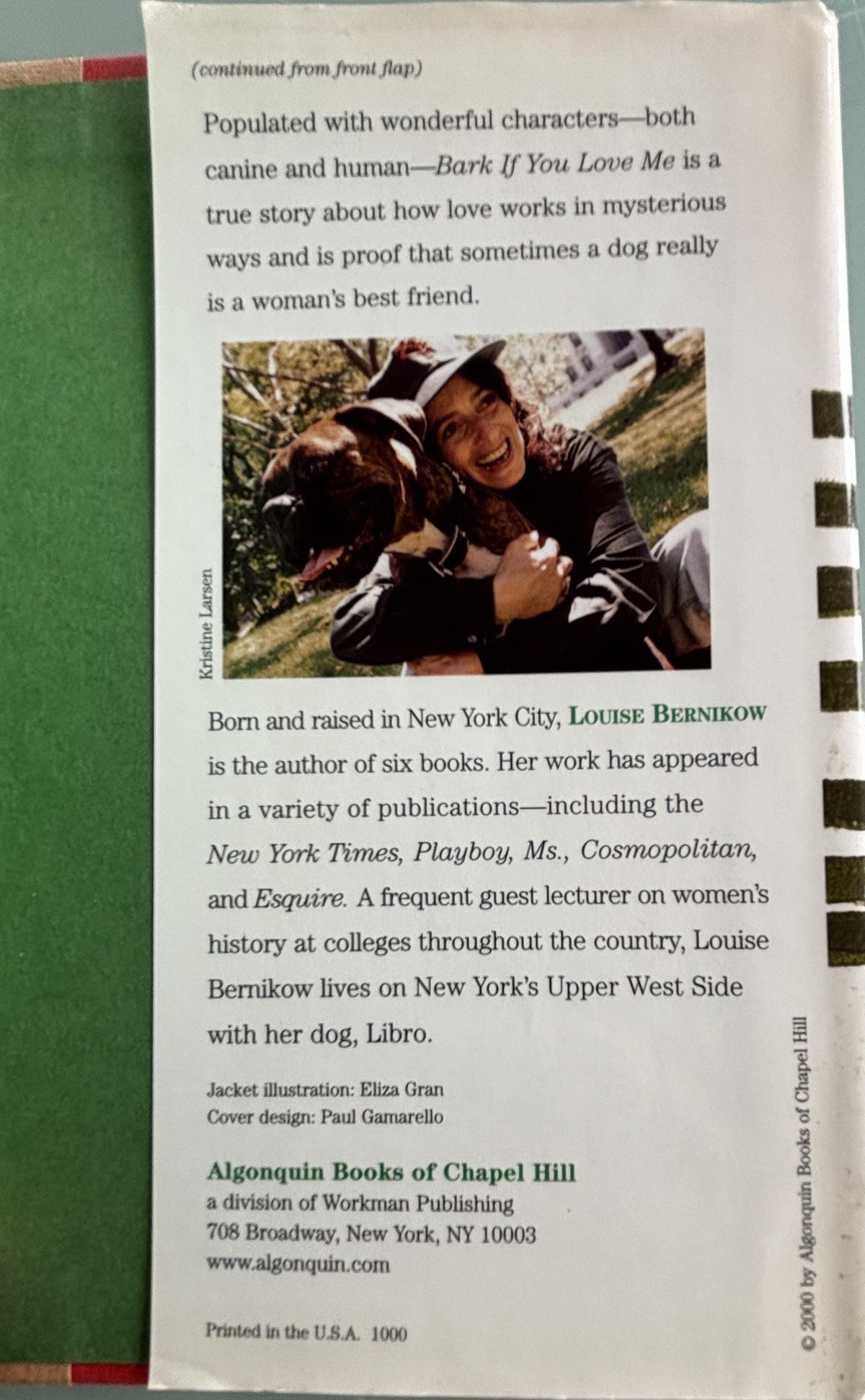 Bark If You Love Me A Woman-Meets-Dog Story:  Louise Bernikow  **  First Edition  **