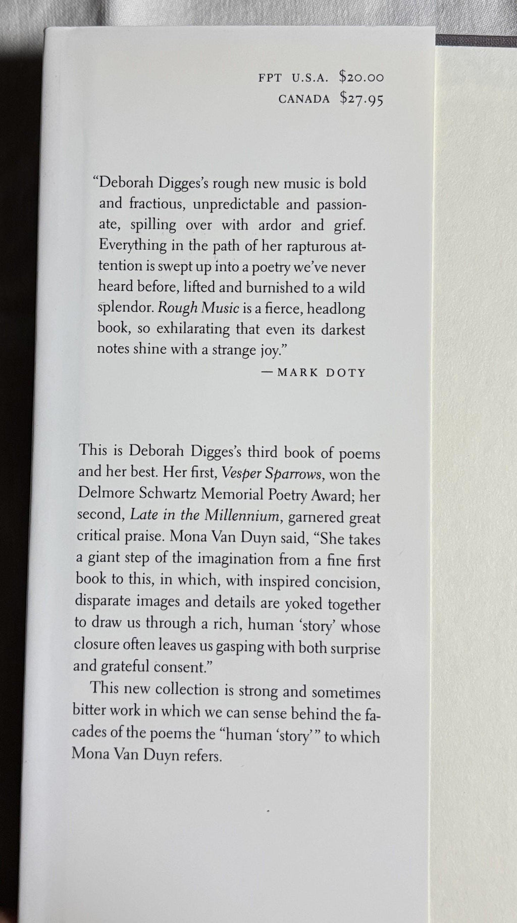 Rough Music Poems by Deborah Digges Hand Picked