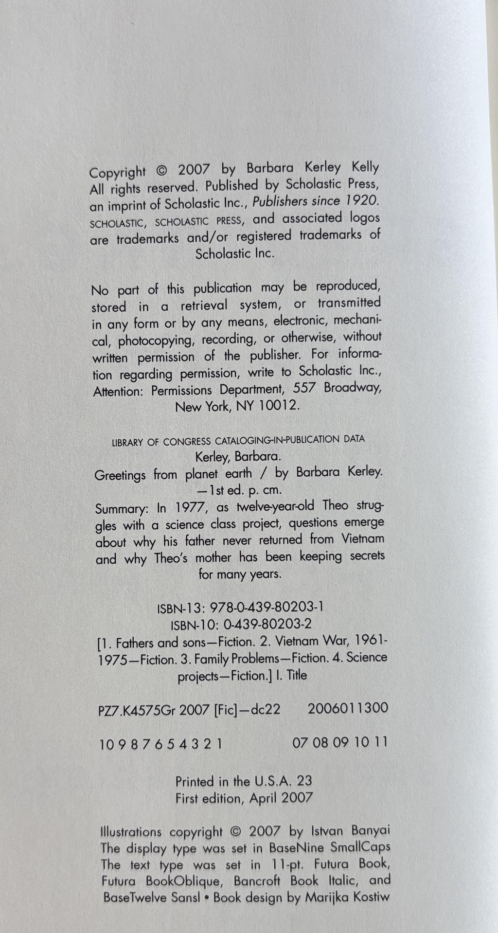 Greetings FROM PLANET EARTH By Barbara Kerley  **  First Edition  **