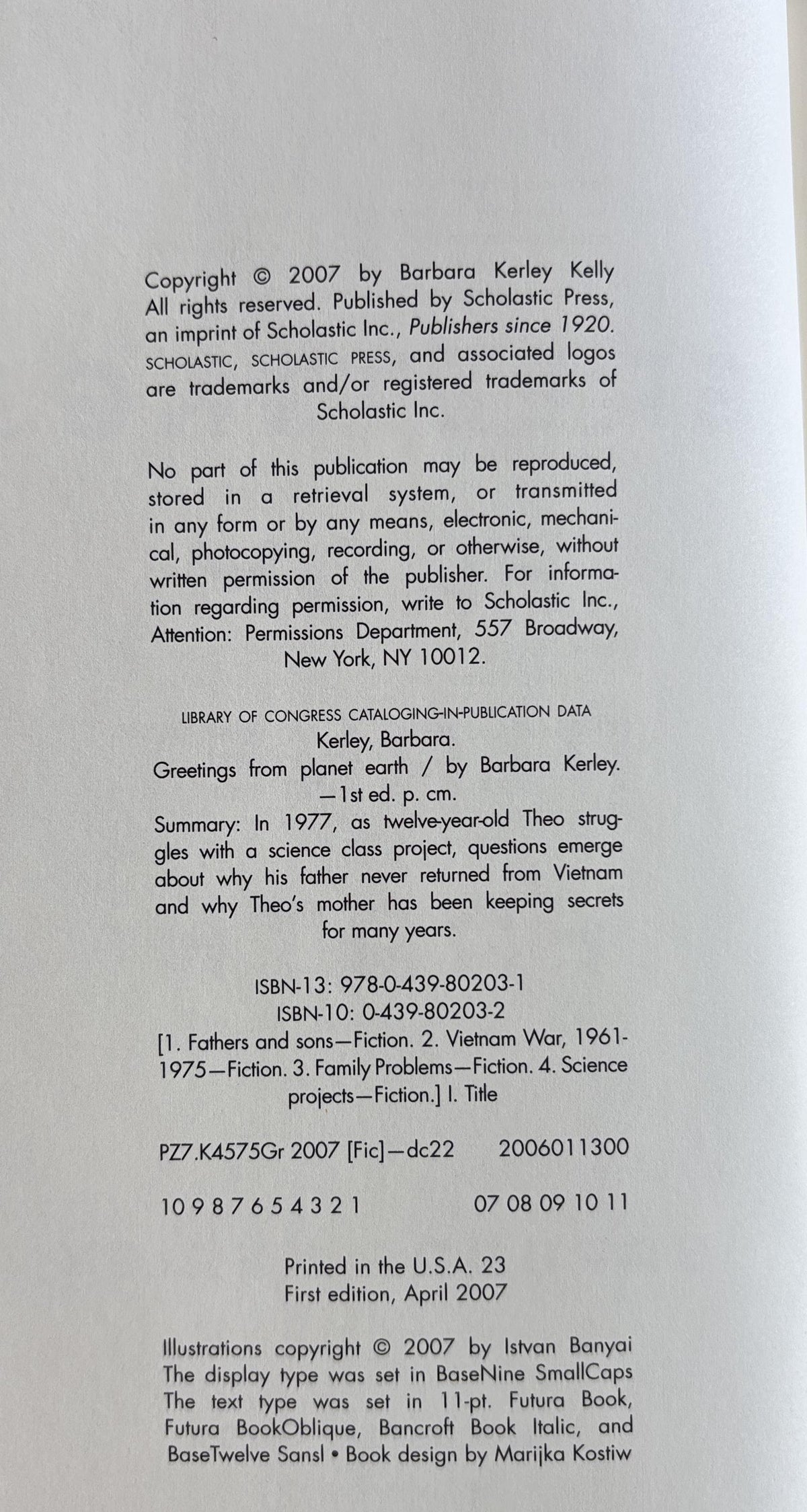 Greetings FROM PLANET EARTH By Barbara Kerley  **  First Edition  **