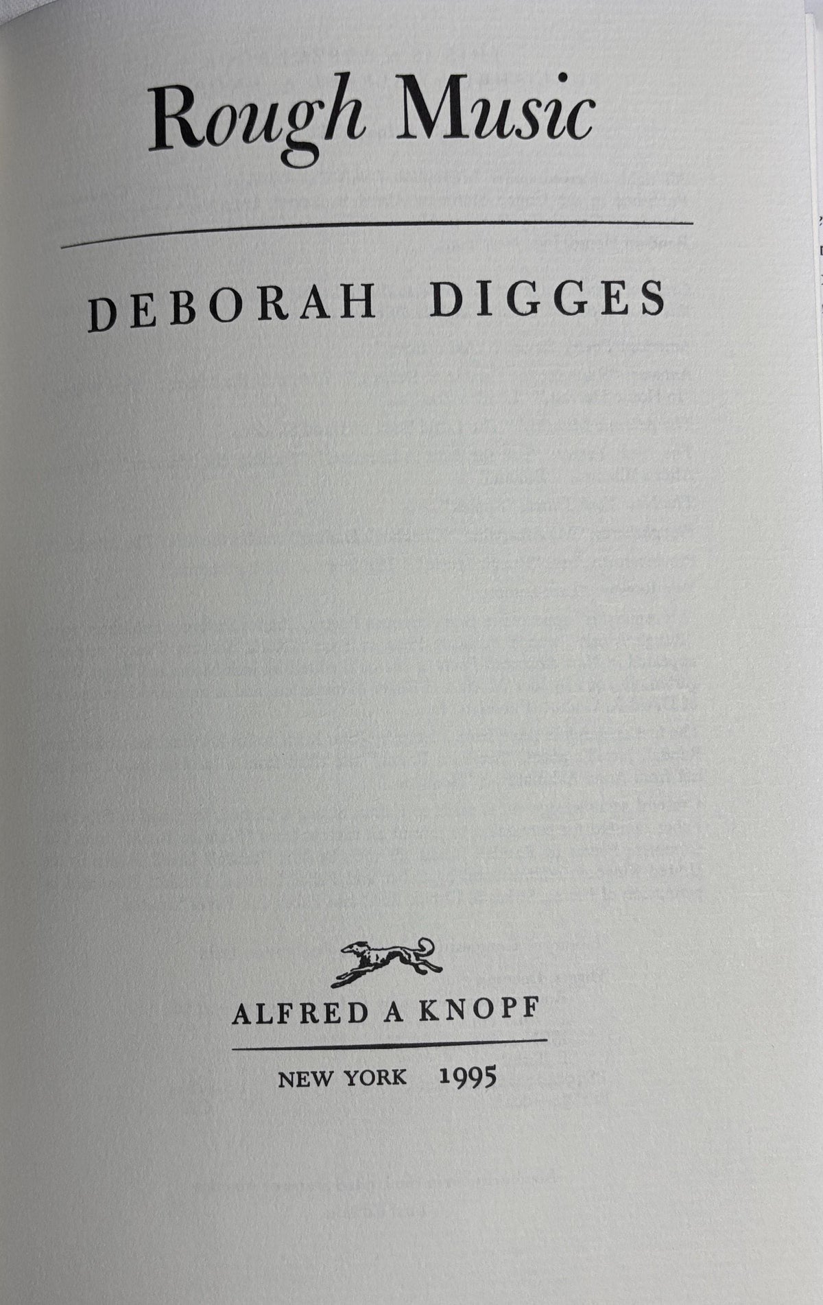 Rough Music Poems by Deborah Digges Hand Picked