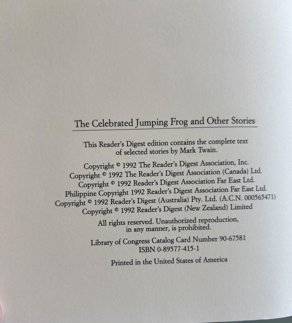 The celebrated jumping frog and other stories:  Mark Twain  1992