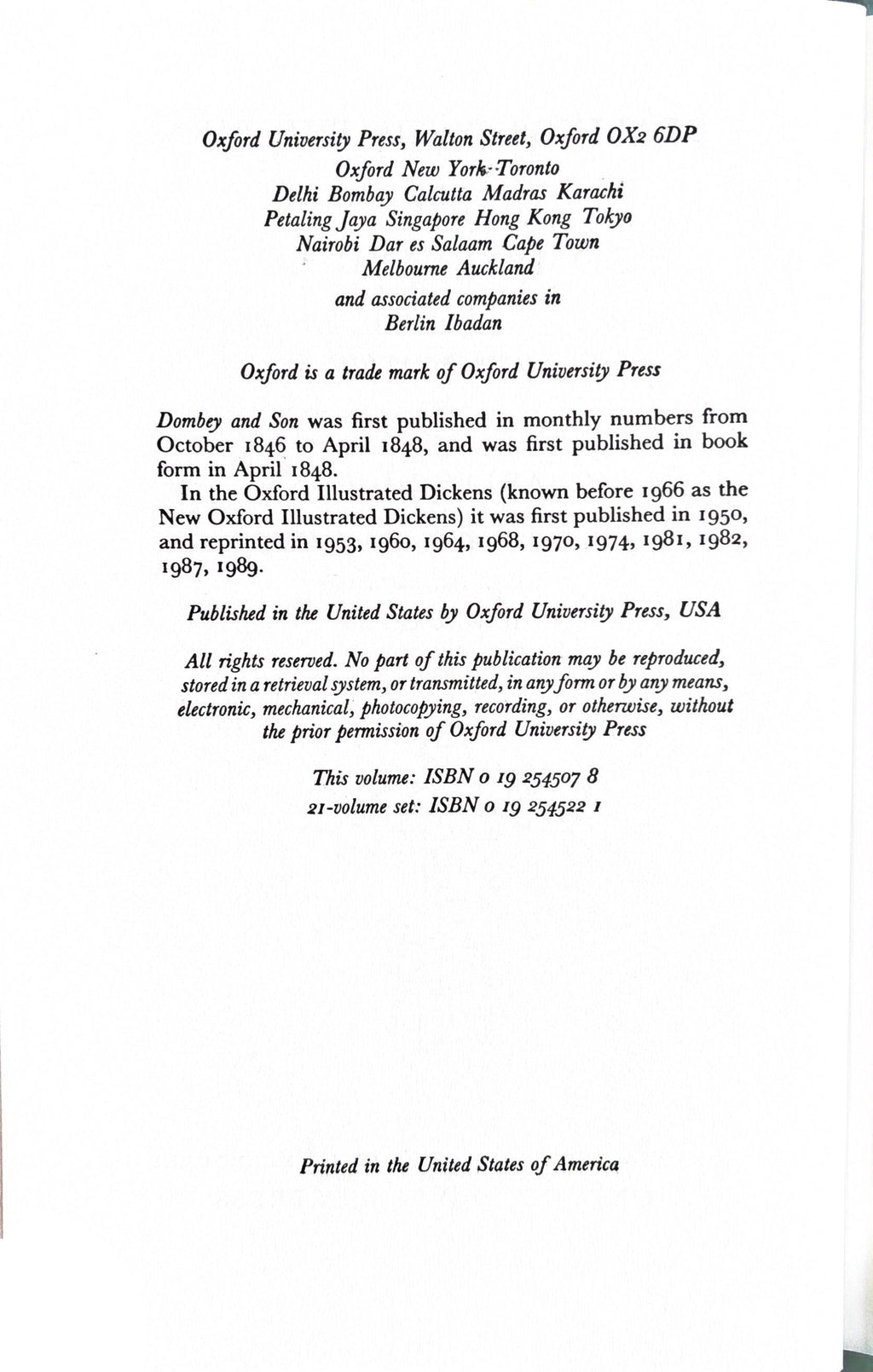 Dombey and Son:  The Oxford Illustraded Dickens  1989
