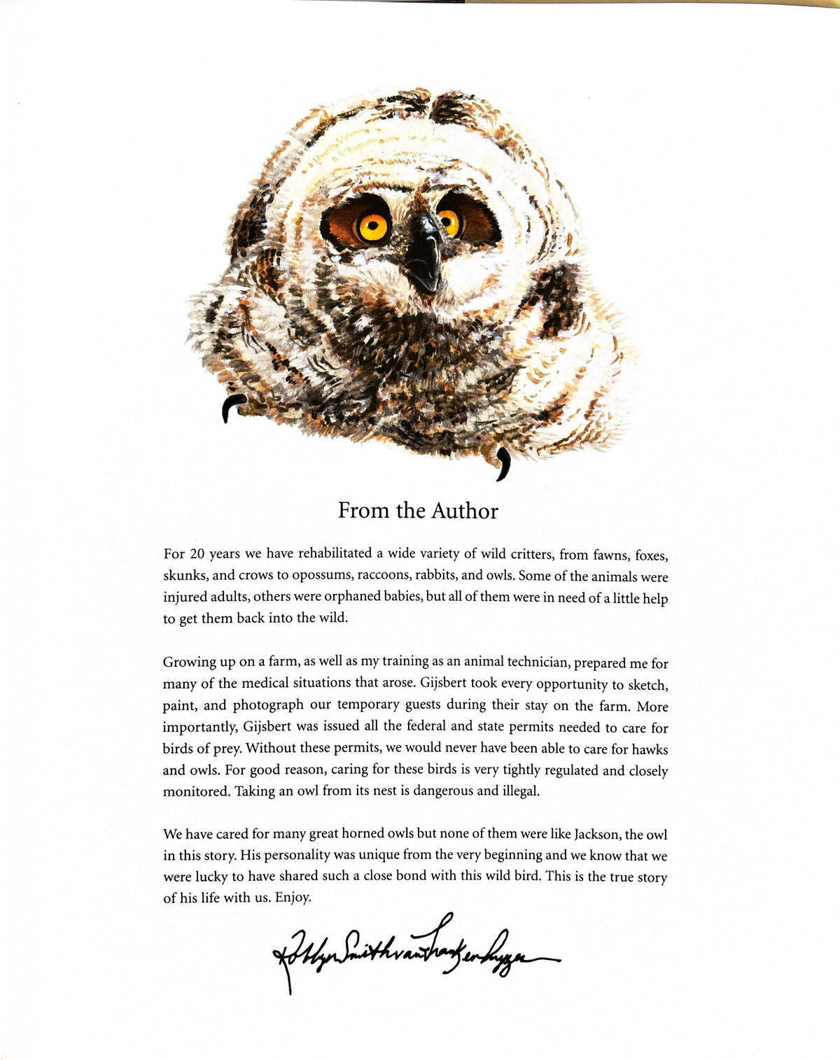 Adopted by an Owl:  Robbyn S. van Frankenhuyzen