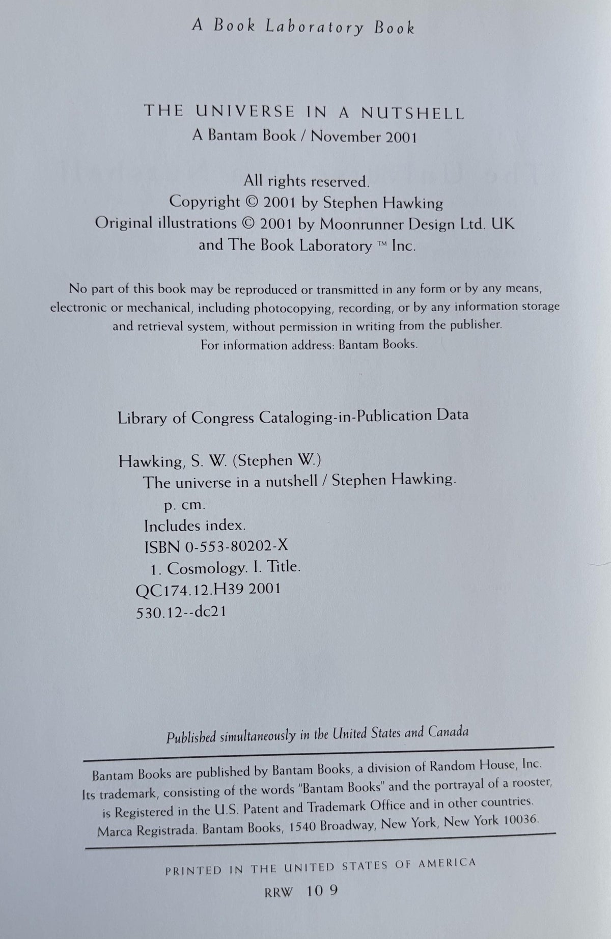 The Universe In A Nutshell Stephen Hawking' 2001